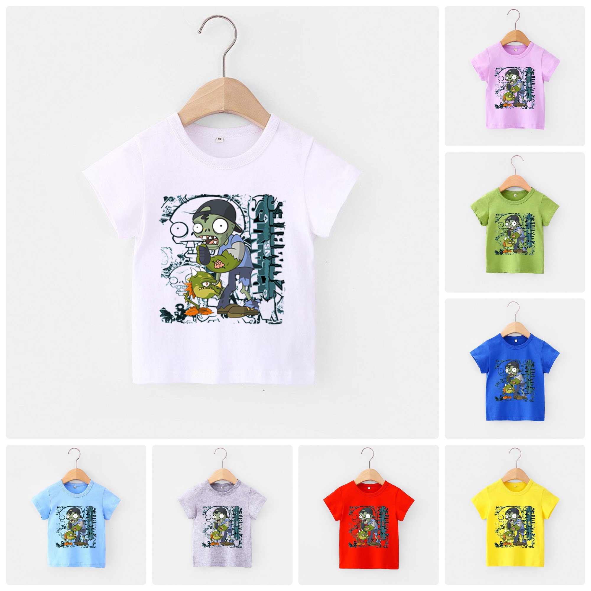 Áo thun trẻ em PLANT OF ZOMBIE ART 8 màu áo đầy đủ size có big size áo thun cho bé Cotton King Cotto