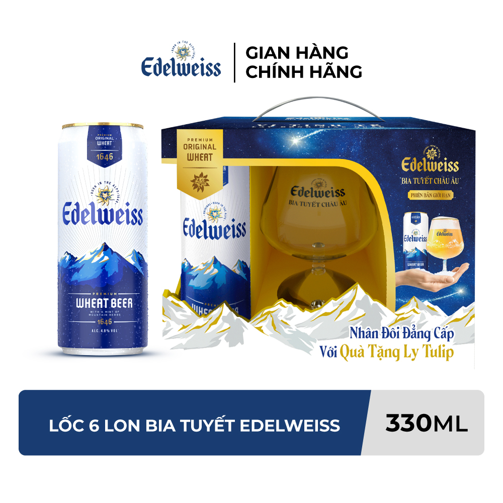 Lốc 6 lon Bia Tuyết - Edelweiss 330ml/lon - Phiên bản lễ hội