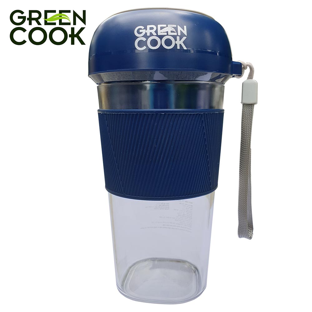 Máy xay sinh tố cầm tay pin sạc Green Cook GCJ02 35W 300ml xay được đá - Hàng chính hãng greencook