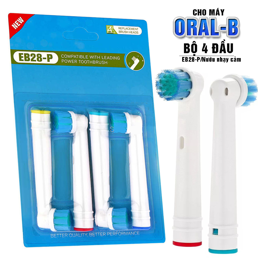 Cho Máy Oral B Braun Eb28 - P Sensitive Bộ 4 Đầu Bàn Chải Đánh Răng Điện Thay Thế Làm Sạch Răng Cho Nướu Nhạy Cảm Bị Viêm Minh House