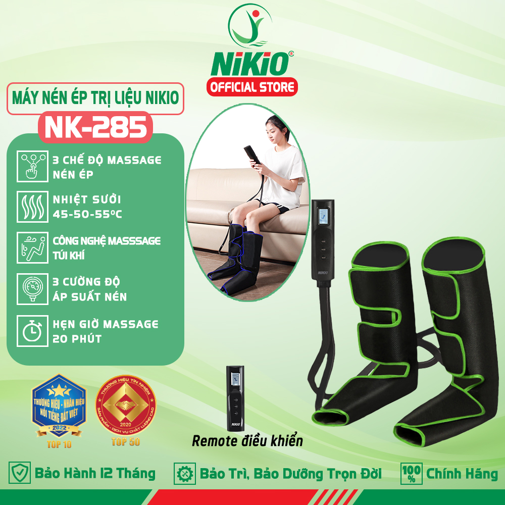 Máy massage chân nén khí Nikio NK-285 - Xanh lá, 420x270mm, 1.2kg