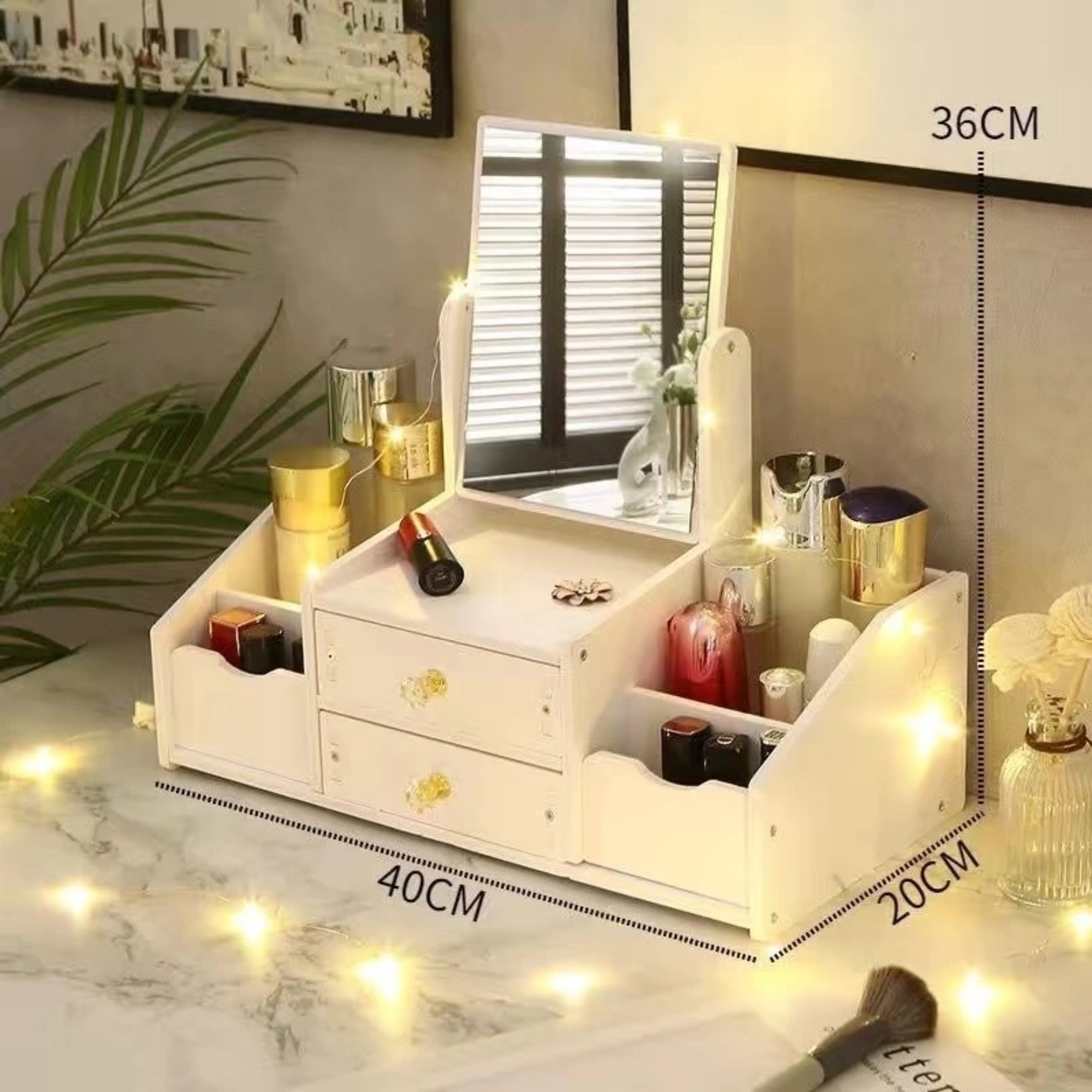 Kệ đựng mĩ phẩm có gương để bàn kệ đựng để bàn đựng đồ trang điểm bàn trang điểm mini