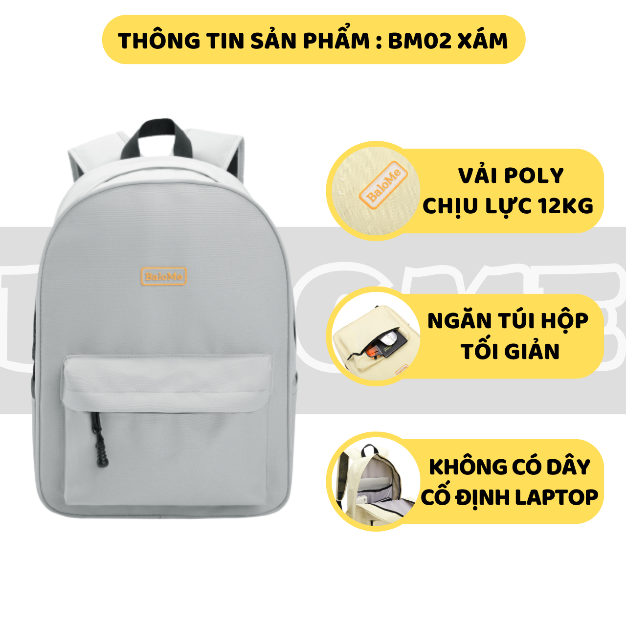 Balo Nam Nữ Thương Hiệu BaloMe Kiểu Dáng Basic Đi Học Đi Chơi Mã BM02
