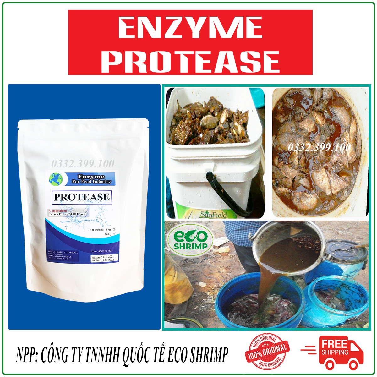 Enzyme Ủ Phân Cá - Enzyme Protease Đậm Đặc Gói 1 kg