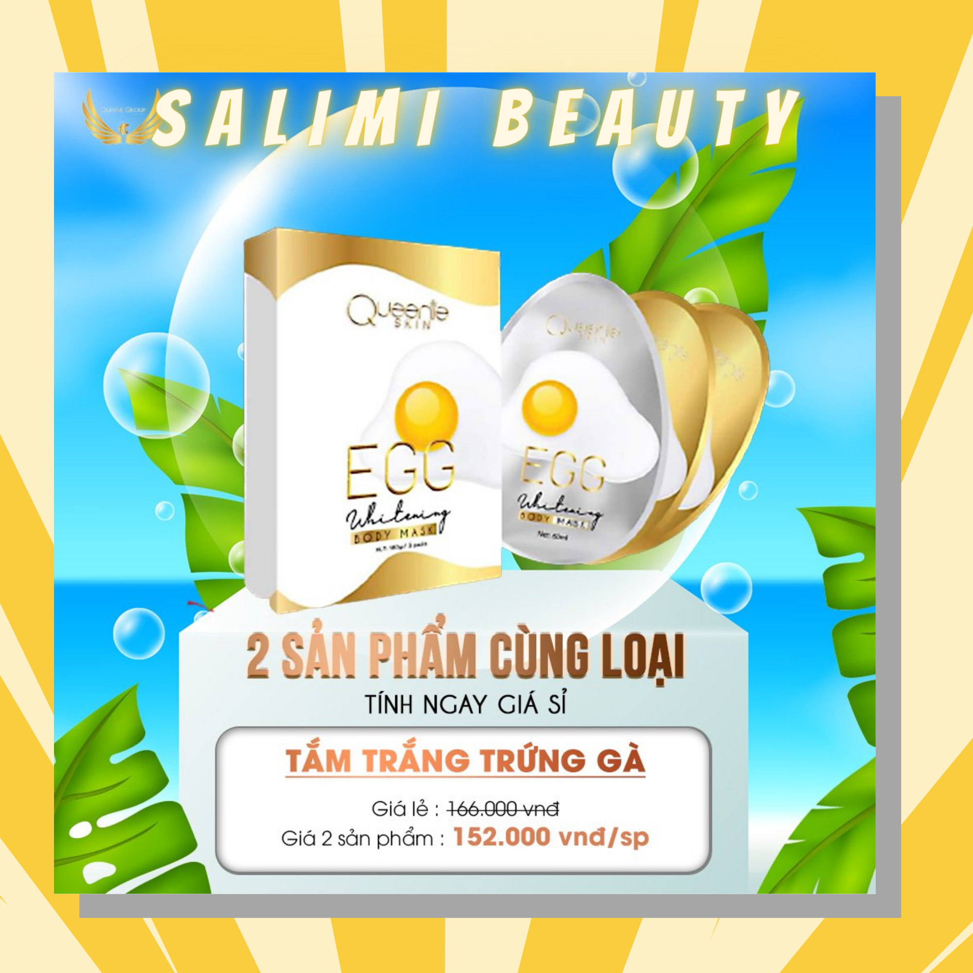 COMBO 2 Hộp Tắm Trắng Trứng Gà Queenie Skin – 3 Gói – Làm trắng da toàn thân cấp ẩm chống nhăn và làm mờ các đốm nâu đồi mồi trên da giúp ngăn ngừa lão hóa da và làm se khít lỗ chân lông cho làn da mịn màng tươi trẻ – HÀNG CHÍNH HÃNG