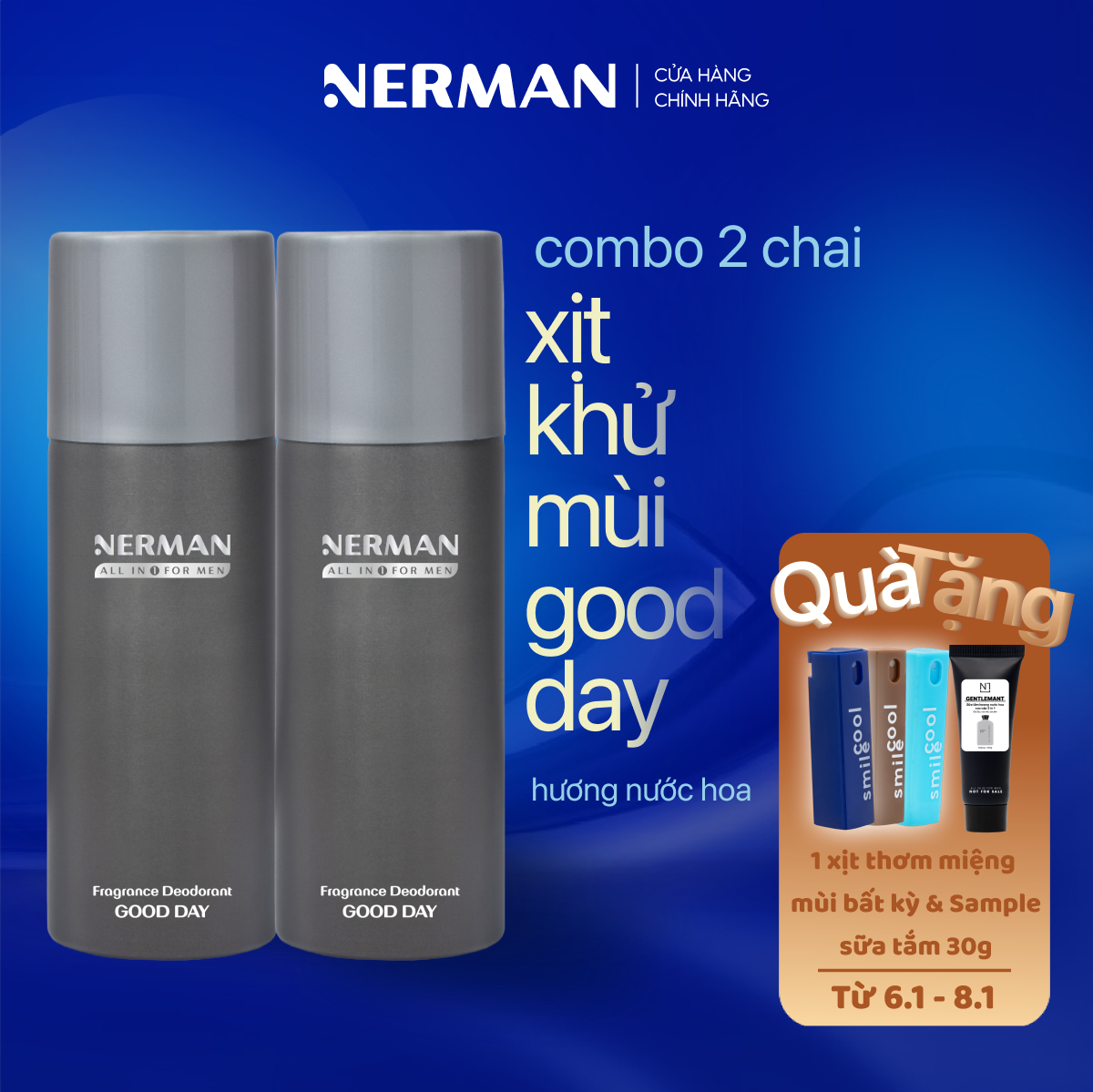 Xịt khử mùi hương nước hoa Pháp Good Day First Date Nerman 100ml