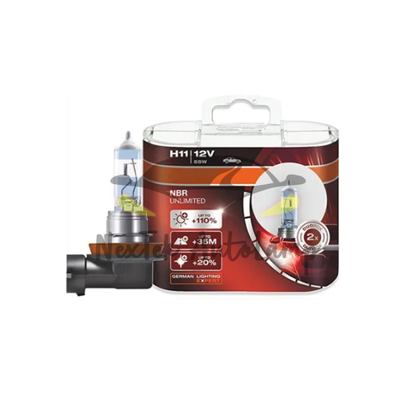 Bóng đèn pha ô tô OSRAM Night Breaker Unlimited H1 55W, 3700K, 1650lm, Halogen, ECE R37
