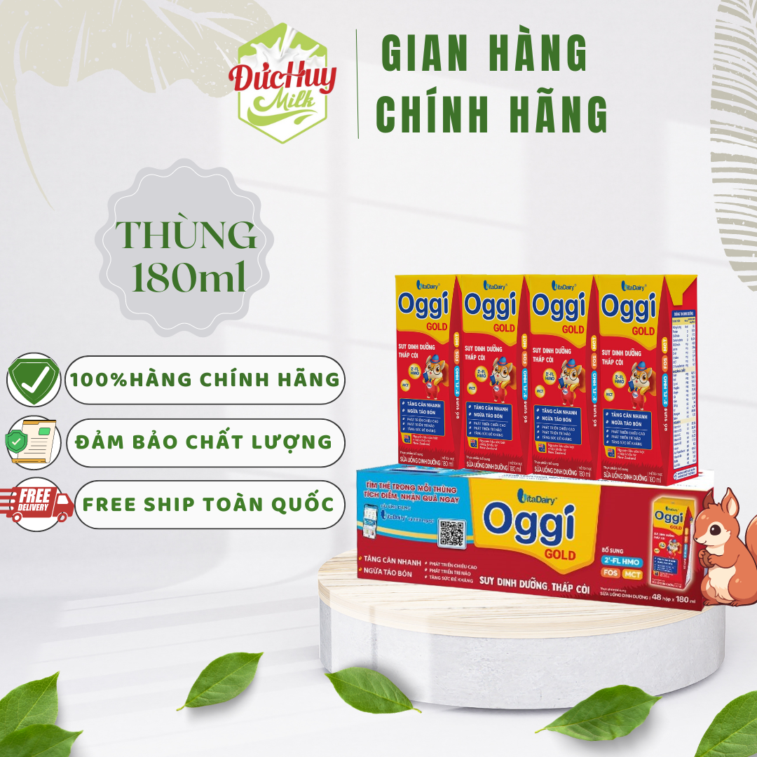 Thùng 48 hộp sữa bột pha sẳn Oggi Gold 110ml và 180ml