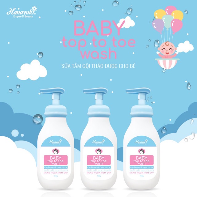 Hanayuki - Combo Sữa Tắm Gội Thảo Dược Baby Top To Toe Wash Và Dung Dịch Vệ Sinh Phụ Nữ Hana Soft&Silk