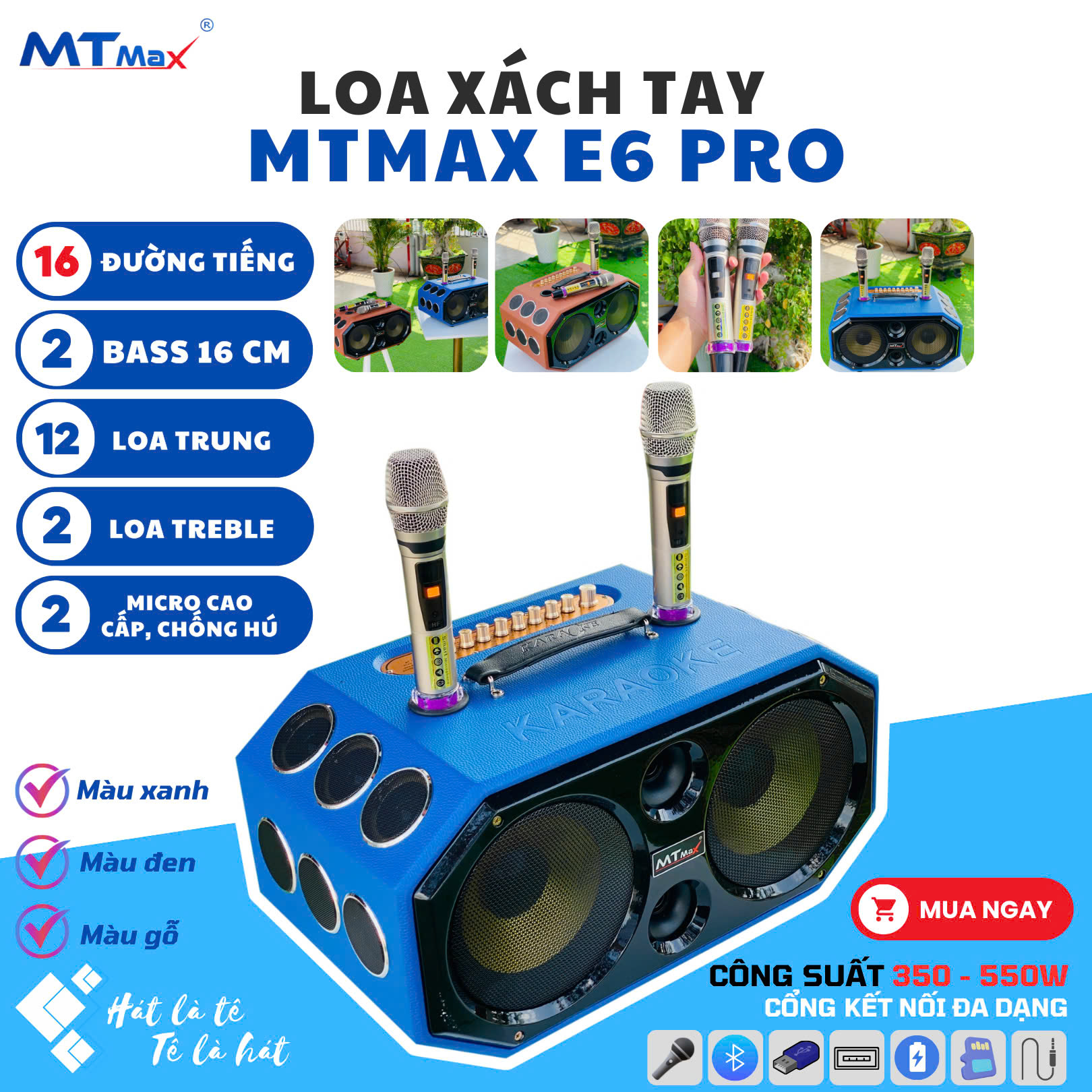 Loa Xách Tay - tặng kèm chân loa 502m / LOA MTMAX E6 Pro 16 Loa BASS20 âm thanh sắc nét loa hát kar