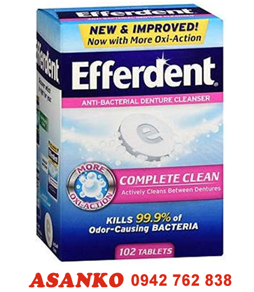 [Hcm][Usa Date 2023] Viên Sủi Ngâm Răng Hàm Giả 102 Viên. Efferdent Complete Clean Anti - Bacterial Denture Cleanser 102 Tablets