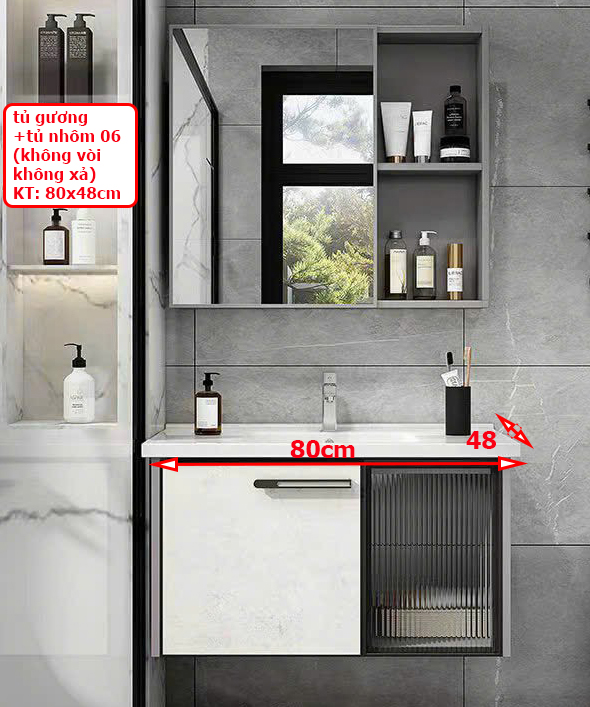 combo tủ nhôm tủ lavabo chậu rửa mặt bằng nhôm và tủ gương cao cấp độ bền cao và lavabo rửa mặt âm T