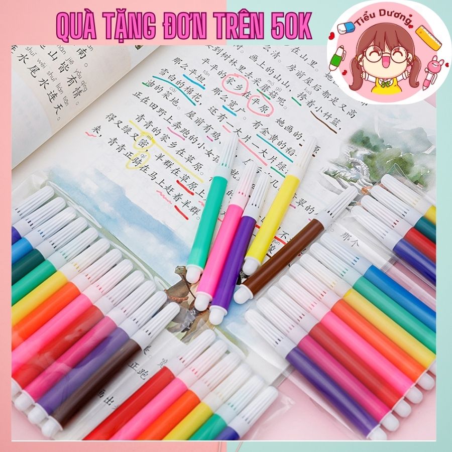 Set 12 Cây Bút Lông Mini Dễ Thương Bút Dạ Nước Tô Màu Mỹ Thuật Cho Bé Có Xé Lẻ