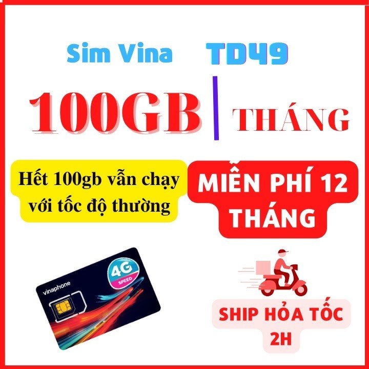 [ CHỈ 2K/Ngày ] SIM VINA GÓI CƯỚC TD49 - SIM 4G TRỌN GÓI 1 NĂM BAO SÀI MẠNG CẢ NĂM - BẢO HÀNH 1 ĐỔI 