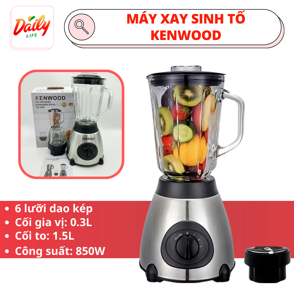 Máy xay sinh tố đa năng Kenwood máy xay sinh tố hoa quả 6 lưỡi dao công suất 850w tặng kèm cối xay g