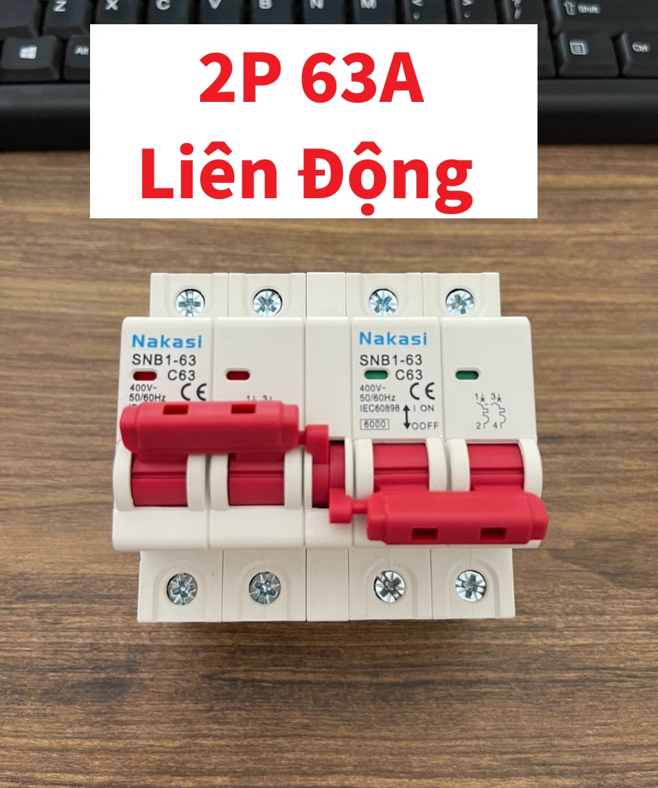 Aptomat đảo chiều 2P 32A / 63A LW NAKASI - Cầu dao đảo chiều dùng cho 2 nguồn điện