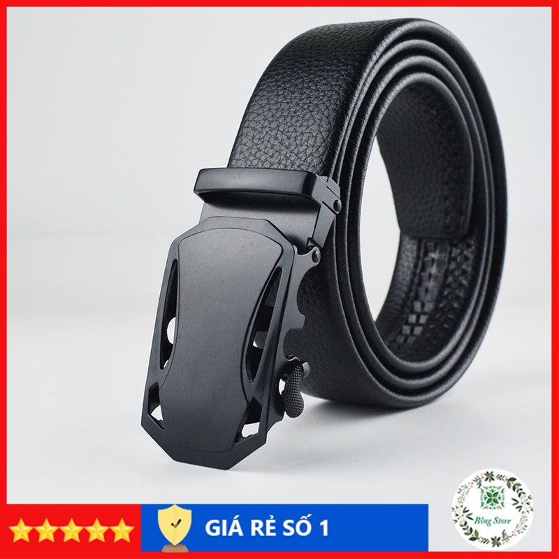 Thắt Lưng Nam Khóa Tự Động Dây thắt Lưng Da Nam Cao Cấp Mặt Đen Trơn Sang Trọng TLĐT1