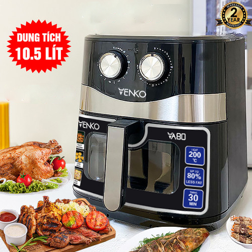 [BẢO HÀNH 12 THÁNG] Nồi chiên không dầu Nine Shield/ VENKO 10.5L/9L/7L Bảng điều khiển cơ- 10 chế độ