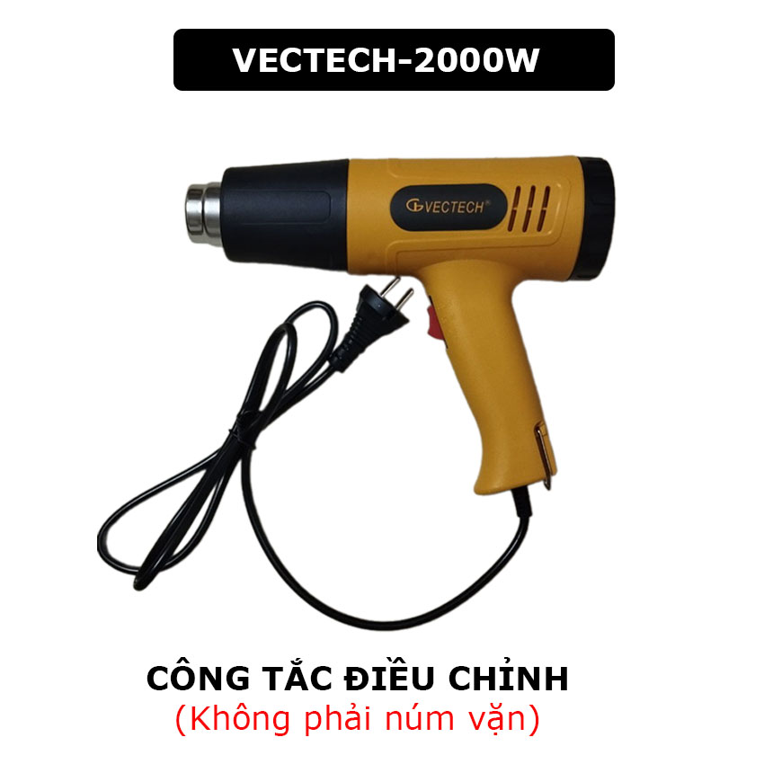 Máy khò nhiệt màng co 2000W Máy khò hơi nóng bọc màng co giỏ quà tết dán decal