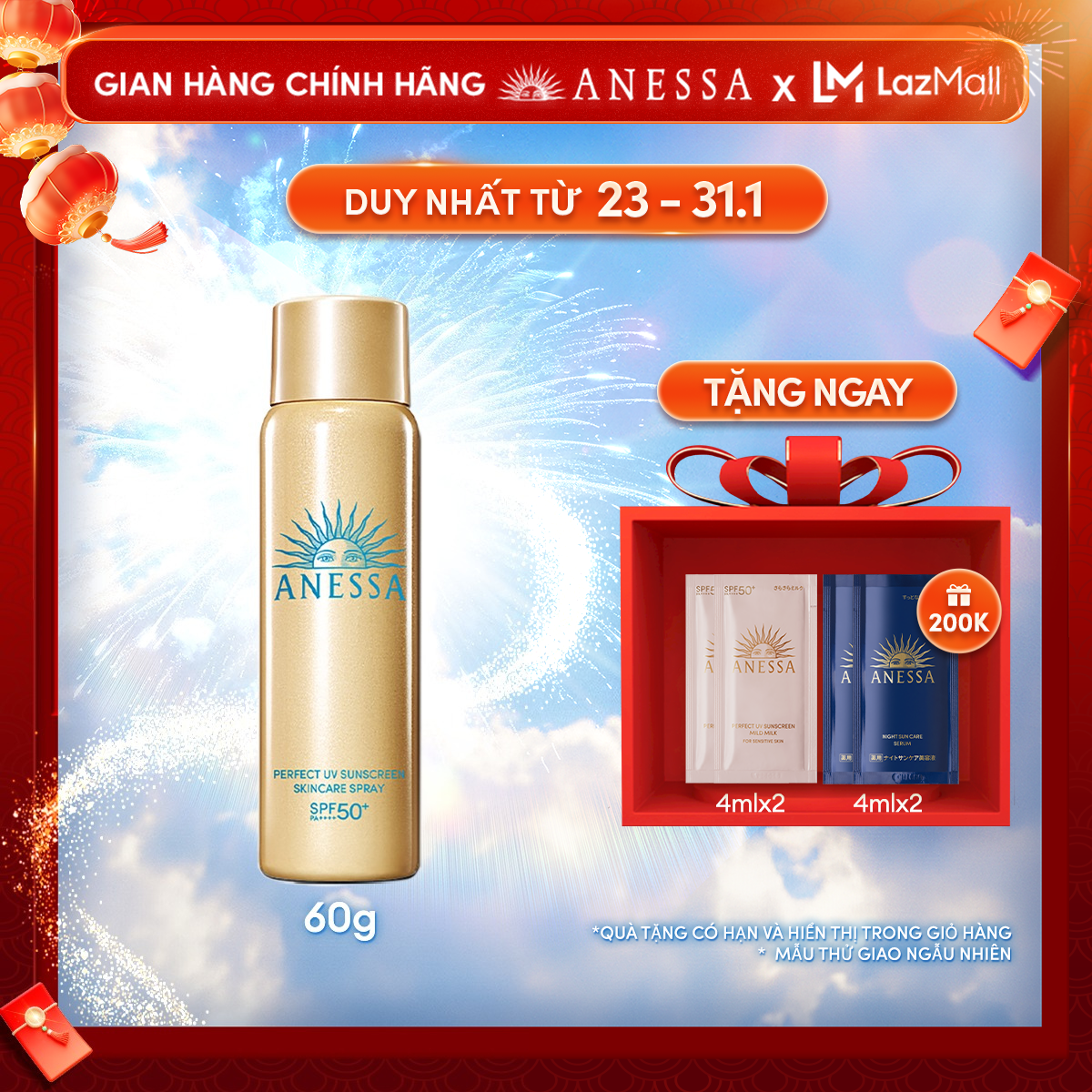 Kem chống nắng dạng xịt dưỡng da bảo vệ hoàn hảo ANESSA Perfect UV Sunscreen Skincare Spray SPF 50+