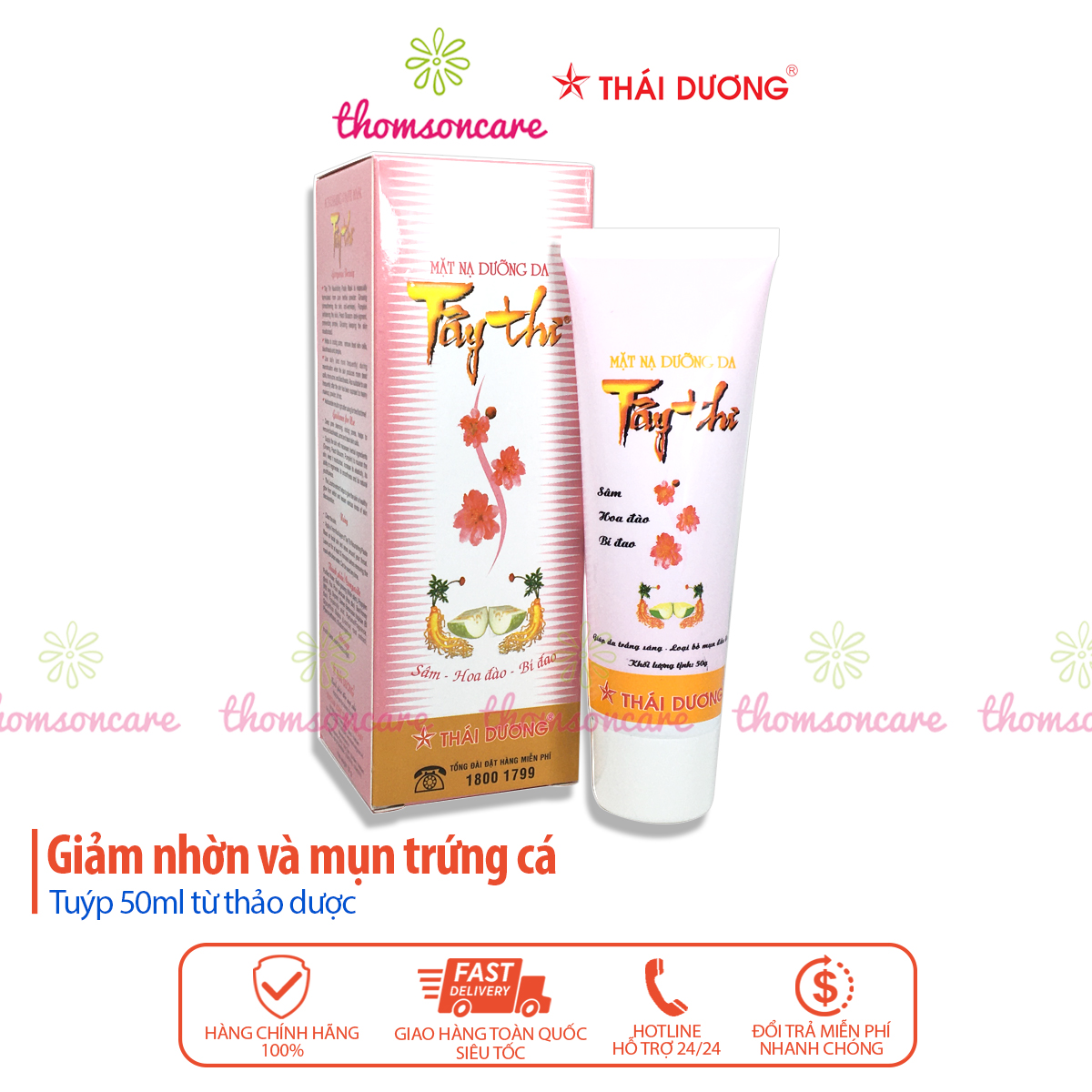 Mặt Nạ Tây Thi - Dưỡng Trắng Hồng Da - Chính Hãng Sao Thái Dương Tuýp 50G Làm Sạch Mụn Bã Nhờn