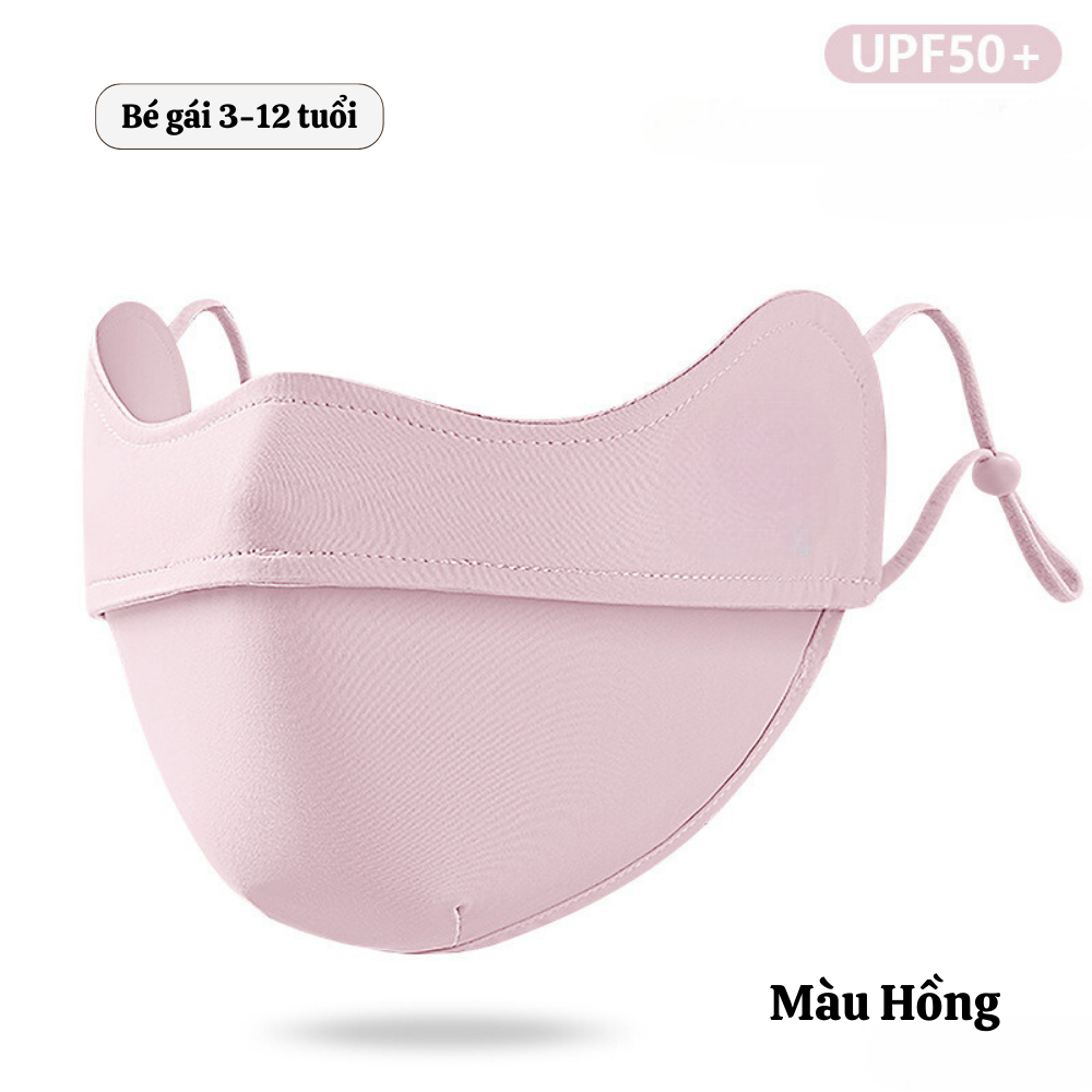 Khẩu Trang Chống Nắng Trẻ Em UPF50+ Che Gò Má Chống Tia UV Vải Thun Co Giãn Thoáng Khí