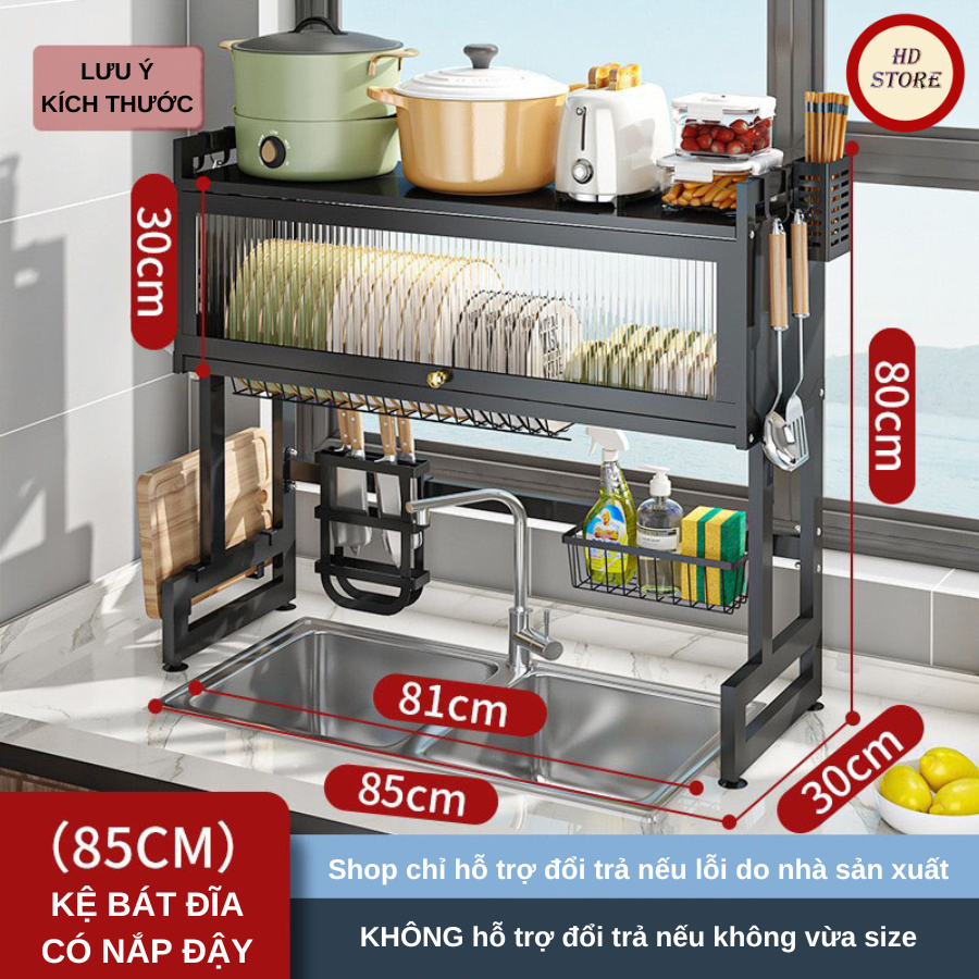 Kệ tủ úp chén bát - Kệ chén có nắp đậy úp bát đĩa thông minh đa năng trên bồn rửa