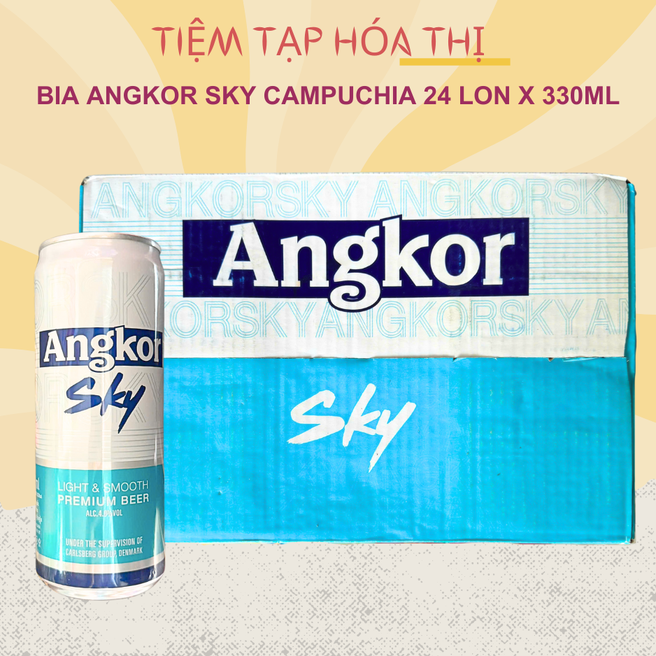 Thùng 24 Lon Bia Angkor Sky Campuchia 330ml Nồng Độ 4%