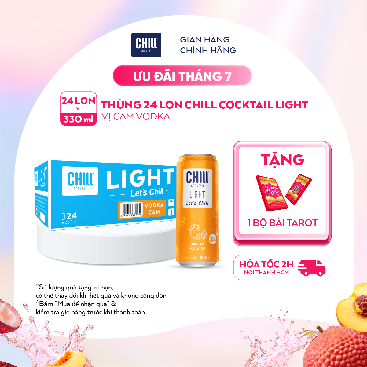 Thùng 24 lon Chill Cocktail vị Cam 330ml/lon (độ cồn 3%)