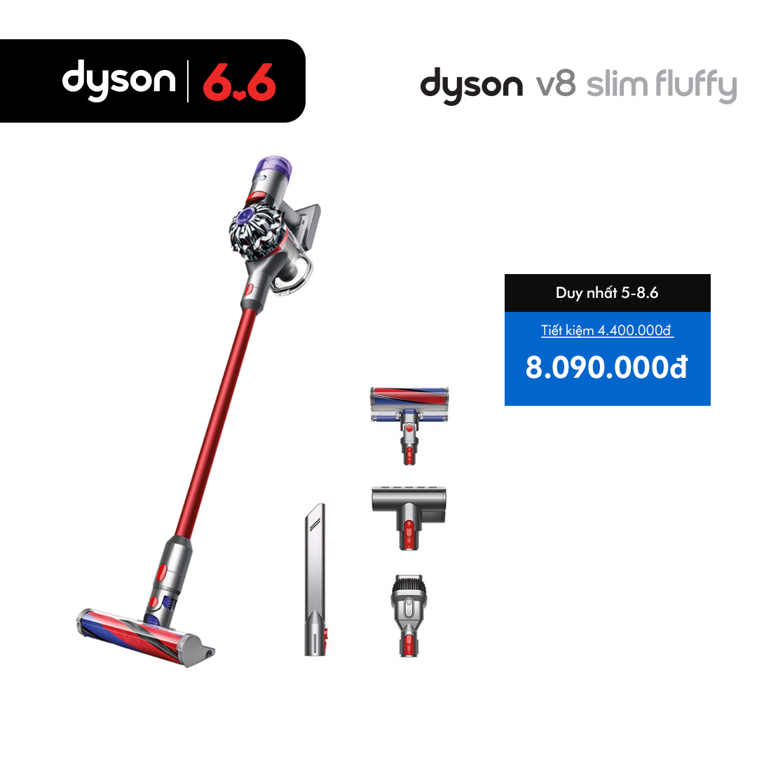Máy hút bụi không dây Dyson V8 Slim Fluffy - Thiết kế nhỏ gọn, hiệu suất mạnh mẽ