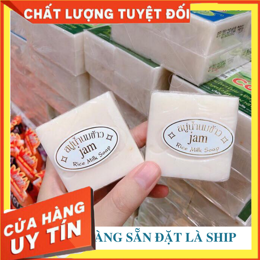 Xà Phòng Cám Gạo [Hàng Sẵn] Xà Phòng Trắng Da Thái Lan Jam Rice Milk Soap