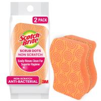 Miếng rửa chén hạt nổi 3M™ Scotch-Brite® siêu sạch chống trầy gói 2 miếng xanh/cam Làm sạch các vết bẩn cứng đầu