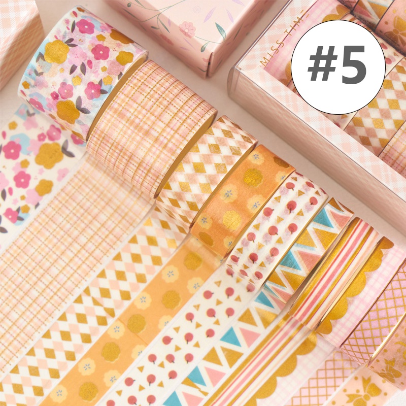 Bộ 10 washi tape ánh nhũ X8580 trang trí sổ tay scrapbook planner.. [ 067 ]