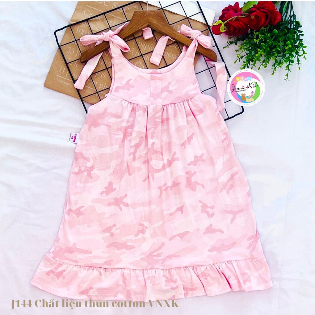 [17-35kg] Váy đầm dây bé gái size nhỡ chất thun cotton VNXK Jennie kids J542