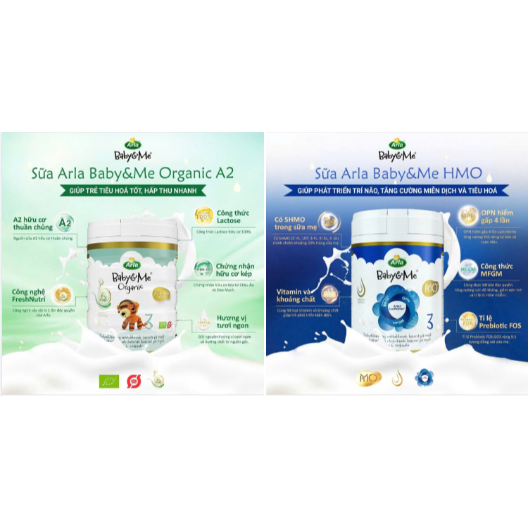 Sữa Arla Baby&Me Organic đạm A2 và HMO cao cấp từ Đan Mạch