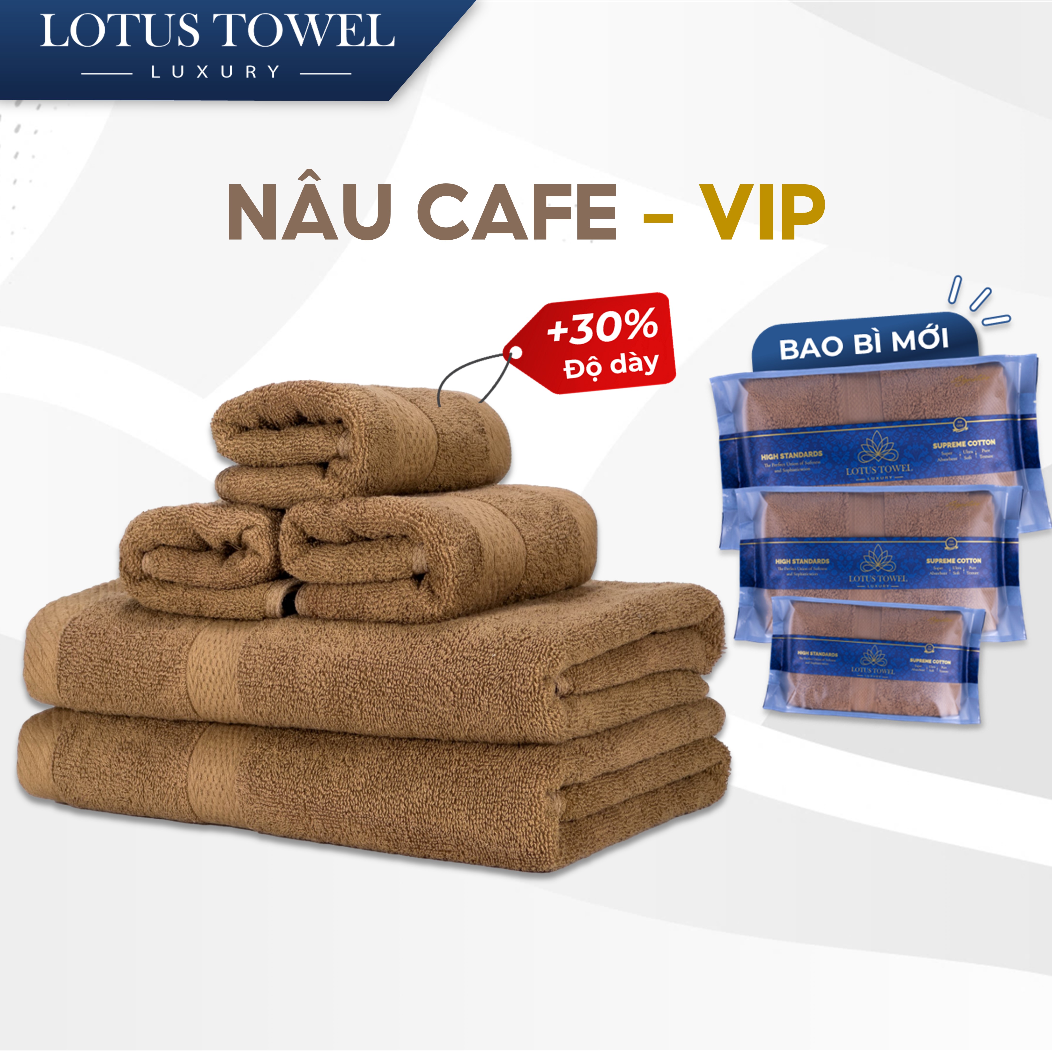 Bộ 5 khăn CHÂU ÂU 100% COTTON siêu mềm mịn thấm hút dày dặn - LOTUSTOWEL