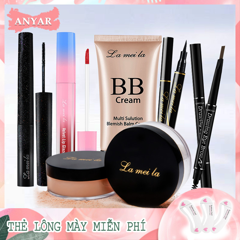 [Hcm]Anyar - Bộ Trang Điểm Đầy Đủ Lameila 6 Món（ Kem Bb+ Phấn Phủ+Mascara+Chì Kẻ Mày+Kẻ Mắt+Son Kem）