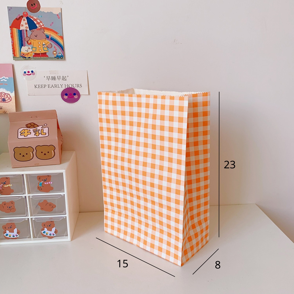 1 Cái Combo 10 Cái Túi Giấy Đựng Quà Hoạ Tiết Caro Túi Giấy Gói Quà Size Lớn - BEYOU