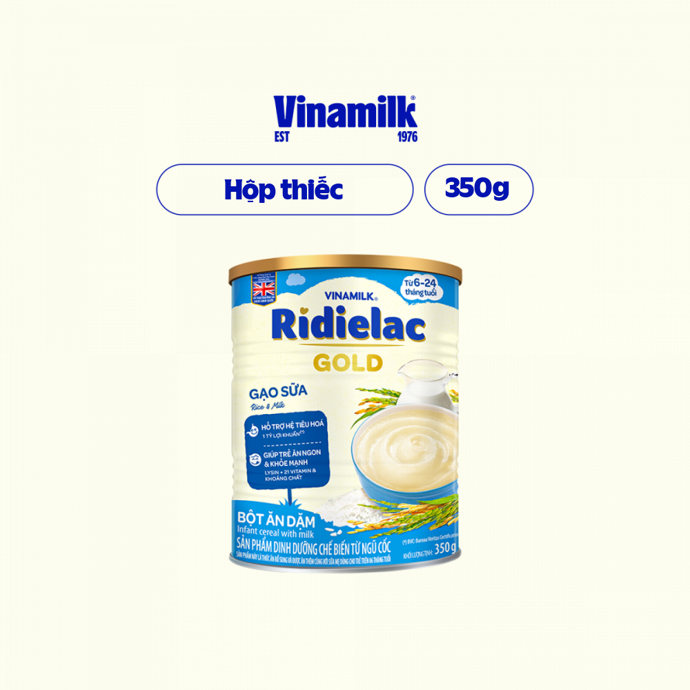 Bột Ăn Dặm Ridielac Gold Gạo Sữa - 2 Hộp Thiếc 350g
