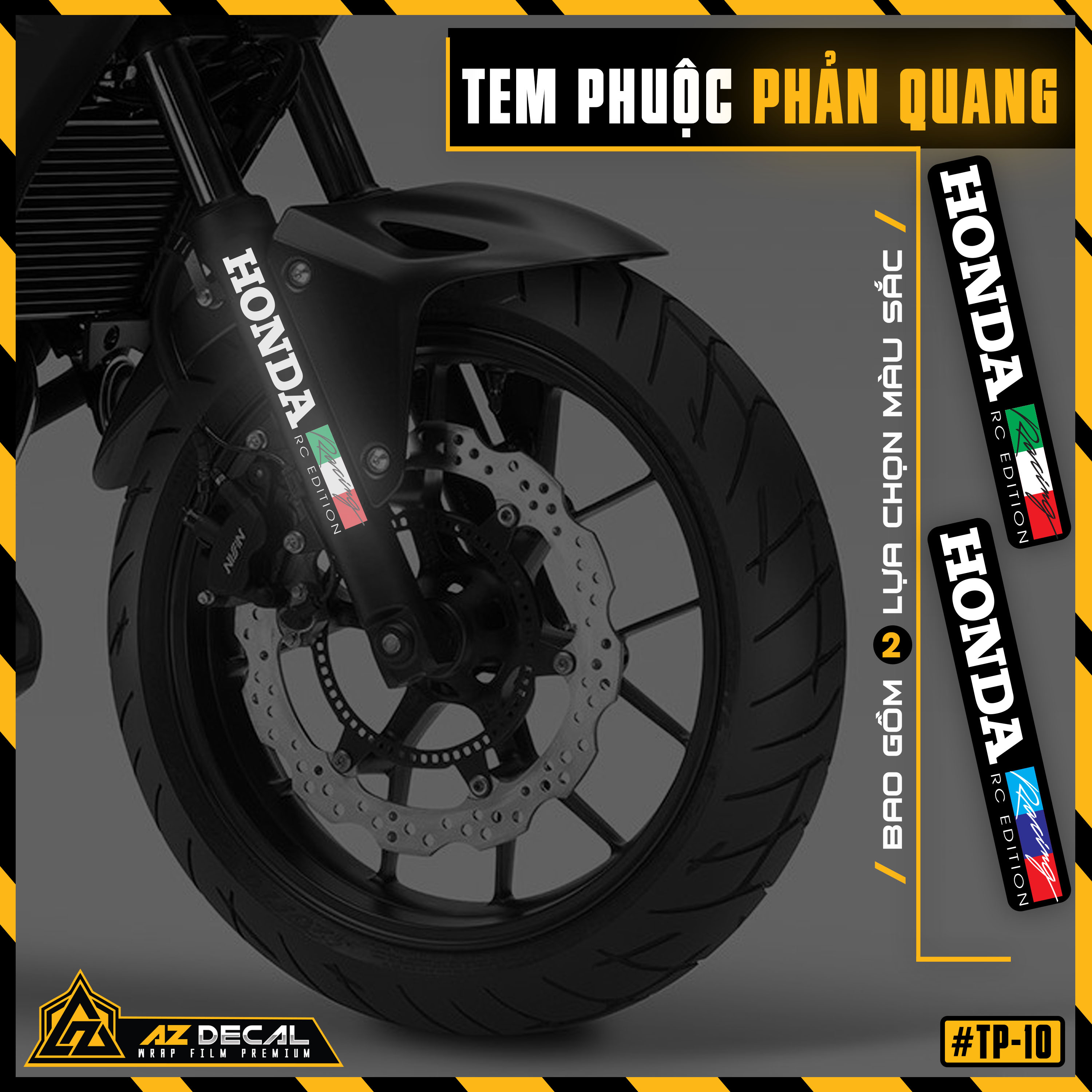 Tem Dán Phuộc Trước Xe Máy Xe Điện Honda RC Edition | TP10 | Decal Phản Quang Đẹp Mắt Dễ Sử Dụng