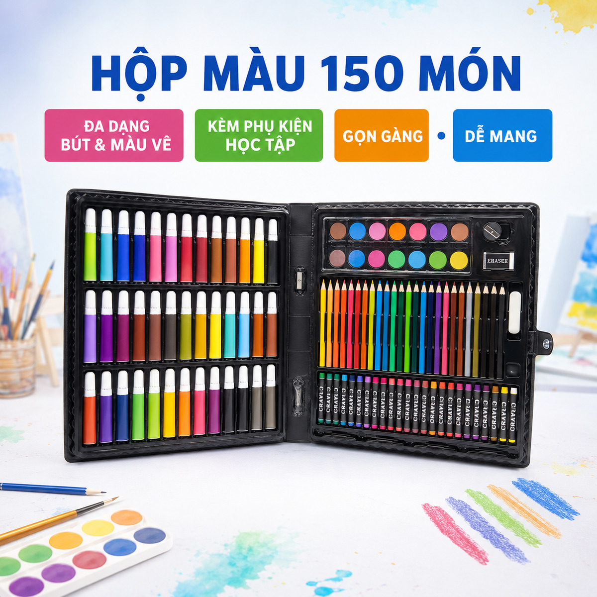 Hộp Màu 150 Món Cho Bé Hàng Đẹp