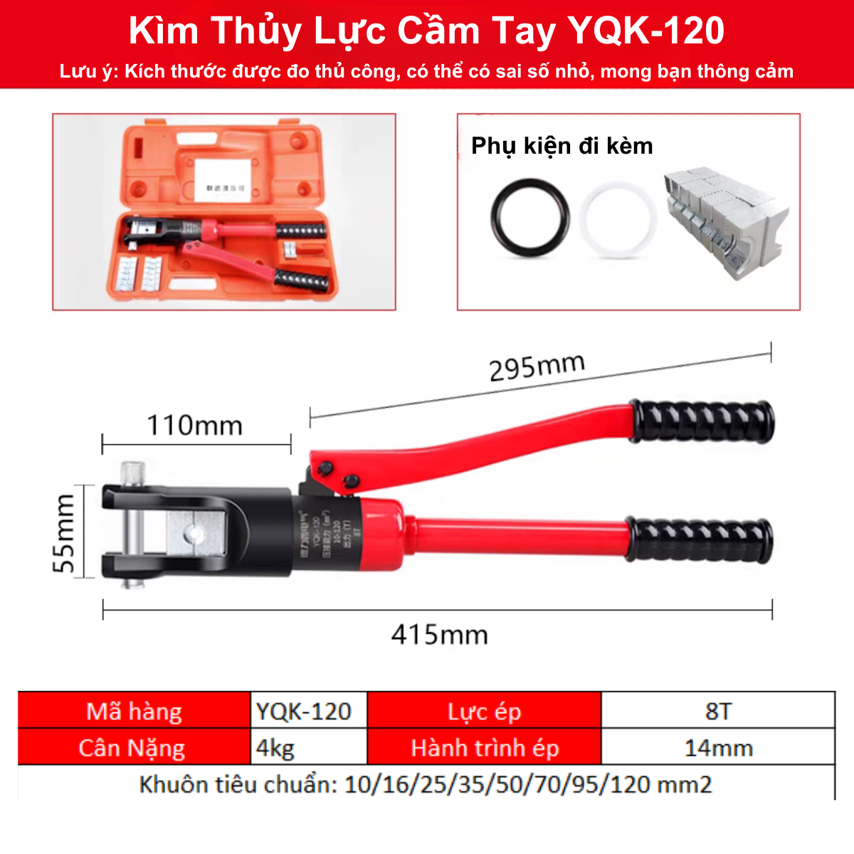 Kìm Bấm Cos Thủy Lực YQK Kìm Ép Đầu Cốt Thủy Lực Ép Chặt Các Đầu Cos Vào Dây Cáp Điện