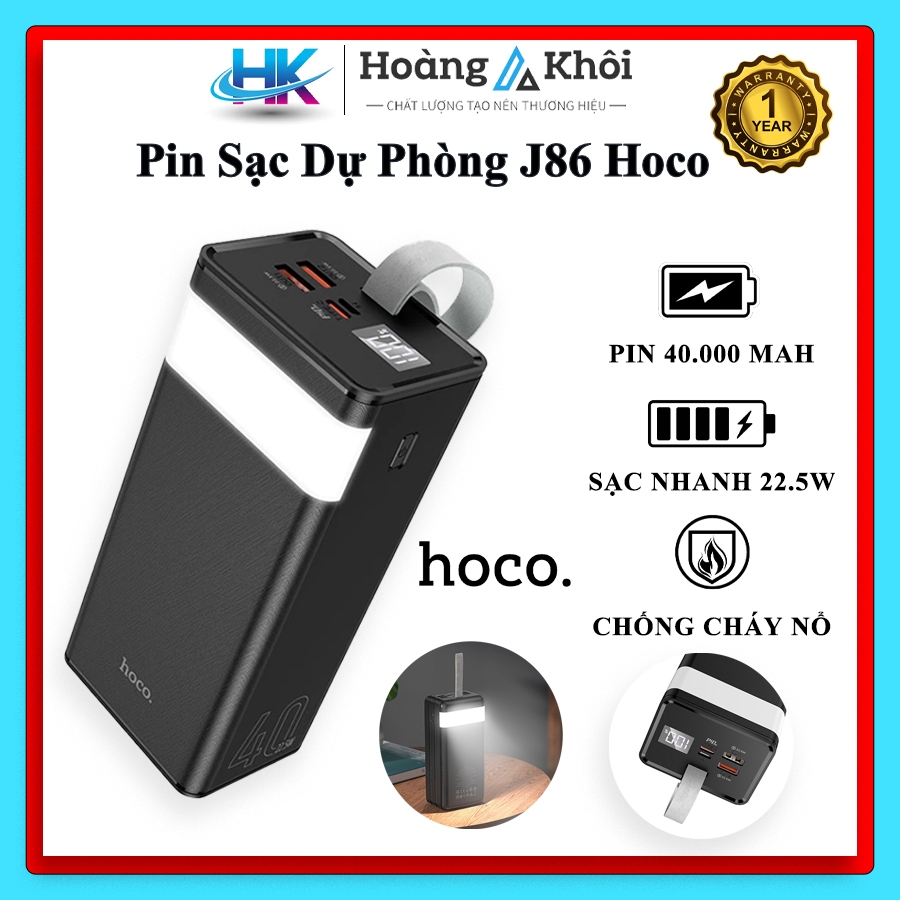 Pin sạc dự phòng  225  Hoco 30000mAh 40000mah 50000mah 20000mah 10000mah 60000mah 3 cổng input 4 cổn