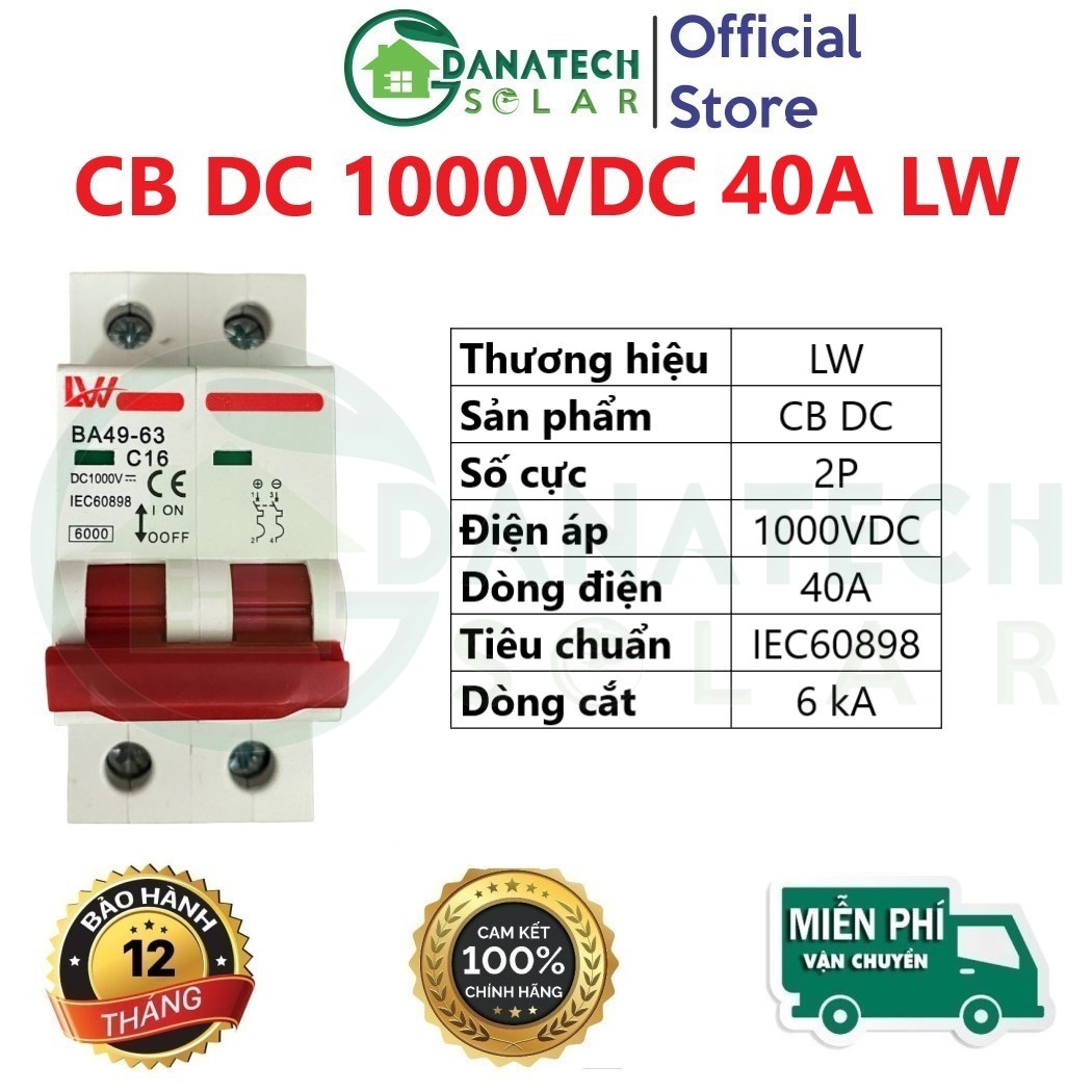 CB DC chuyên dụng chính hãng LW FEEO 16A đến 125A | Bảo vệ quá tải ngắn mạch cho năng lượng mặt trời