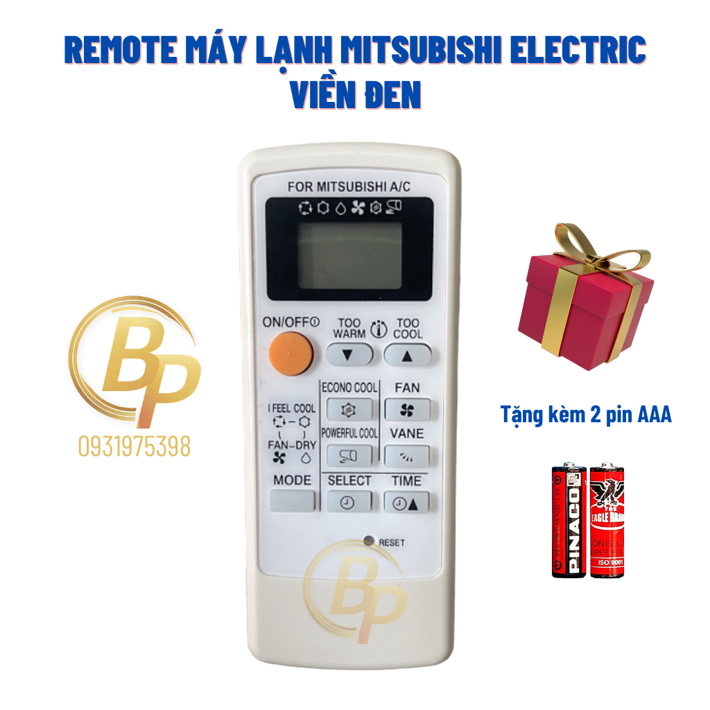 Remote máy lạnh Mitsubishi Electronic Inverter viền đen - Điều khiển máy lạnh MITSUBISHI - Remote đi