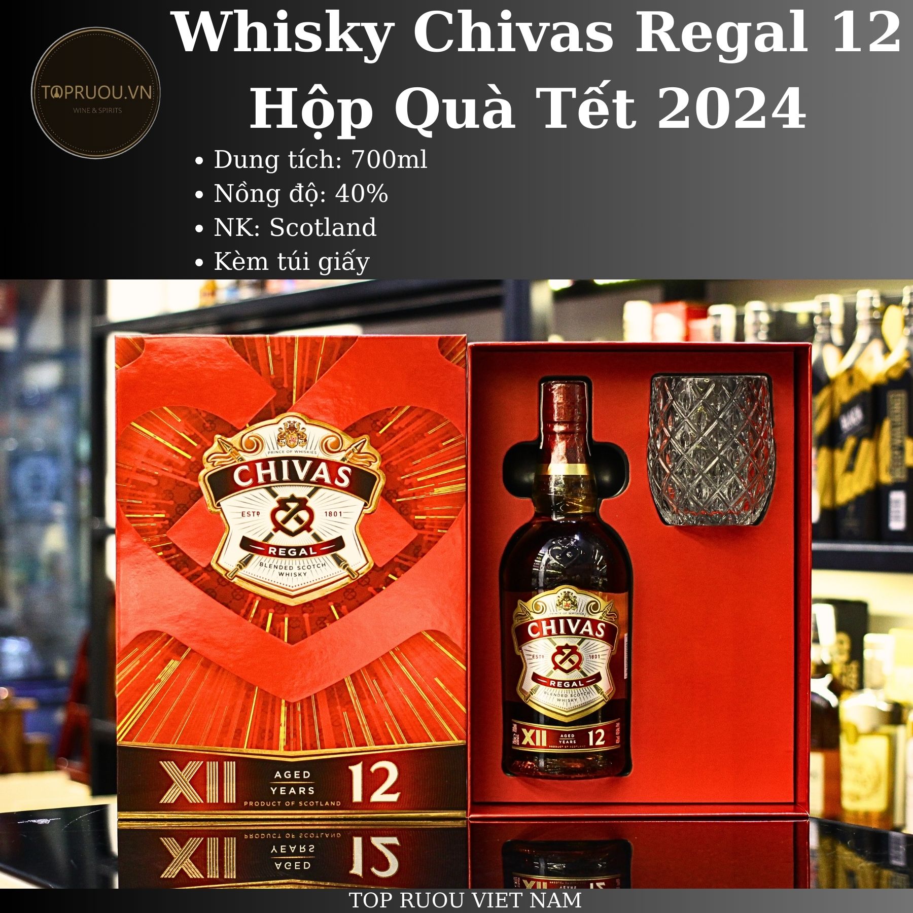 [TopRuouVietNam] Rượu Whisky Chivas Regal 18 Gold - Chivas 18 Blue - Chivas 12 Hộp Quà 2024 700ml [Hàng Thật]