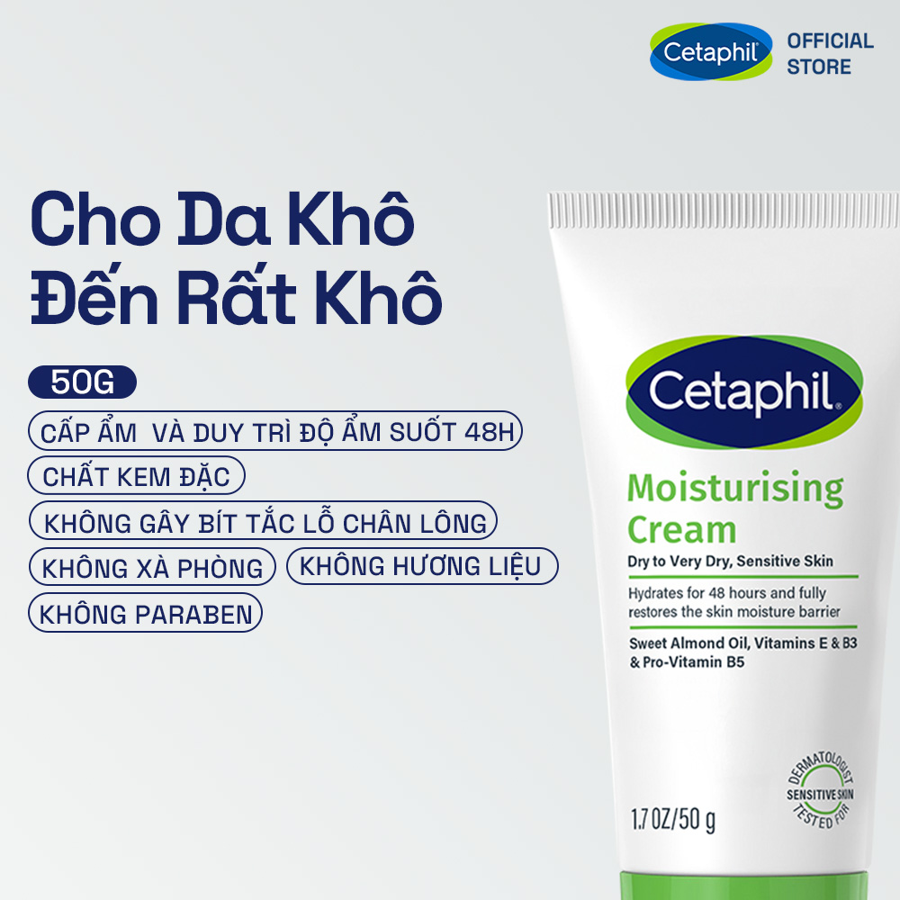 Kem dưỡng ẩm dịu lành cho da nhạy cảm cấp ẩm sâu đến 48H Cetaphil Moisturizing Cream 50g
