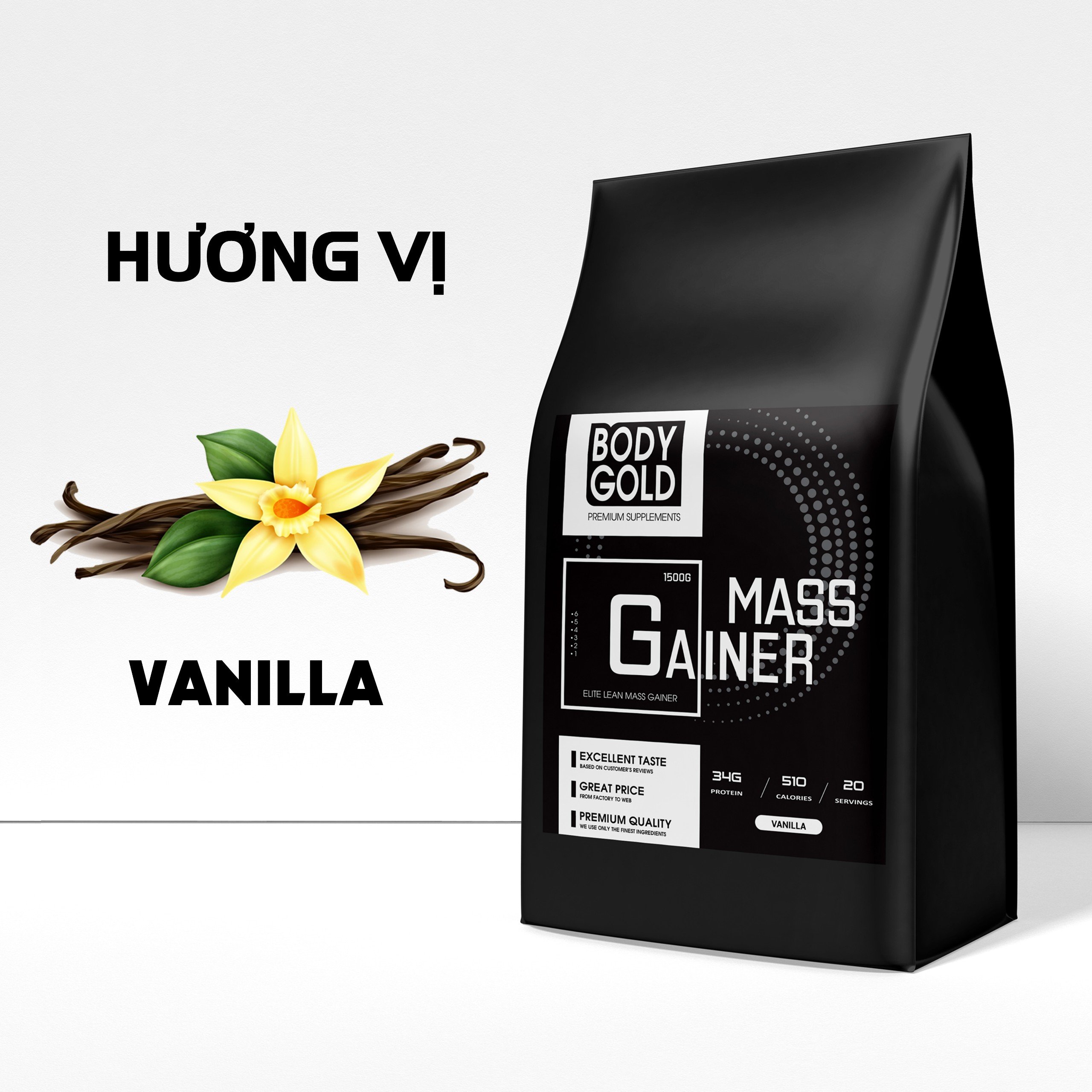 Sữa Tăng Cân Super Mass Gainer tăng cân tăng cơ Body Gold túi 15KG + Tặng bình lắc