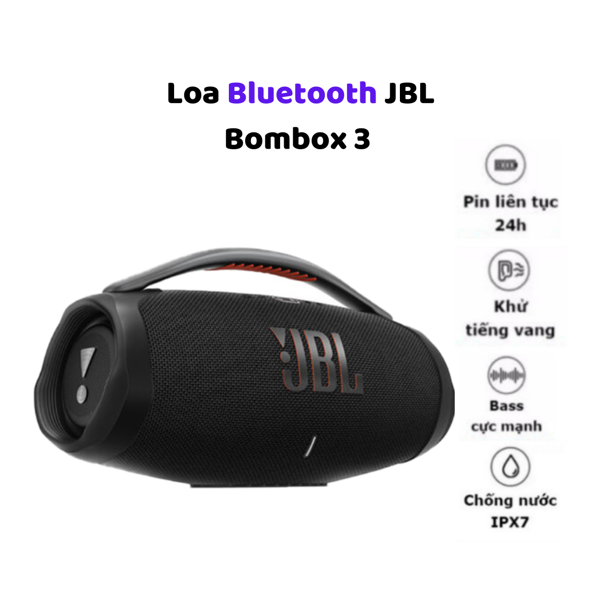 { Bản Quốc Tế } Loa Bluetooth JBL Bombox 3 (100W){ 2023}- Loa Nghe Nhạc Âm Thanh Siêu Bass Cực Mạnh Chống Nước IPX7 Loa Karaoke Công Suất Cực Lớn Loa Nghe Nhạc Treble Rời Thời Gian Sử Dụng 24h