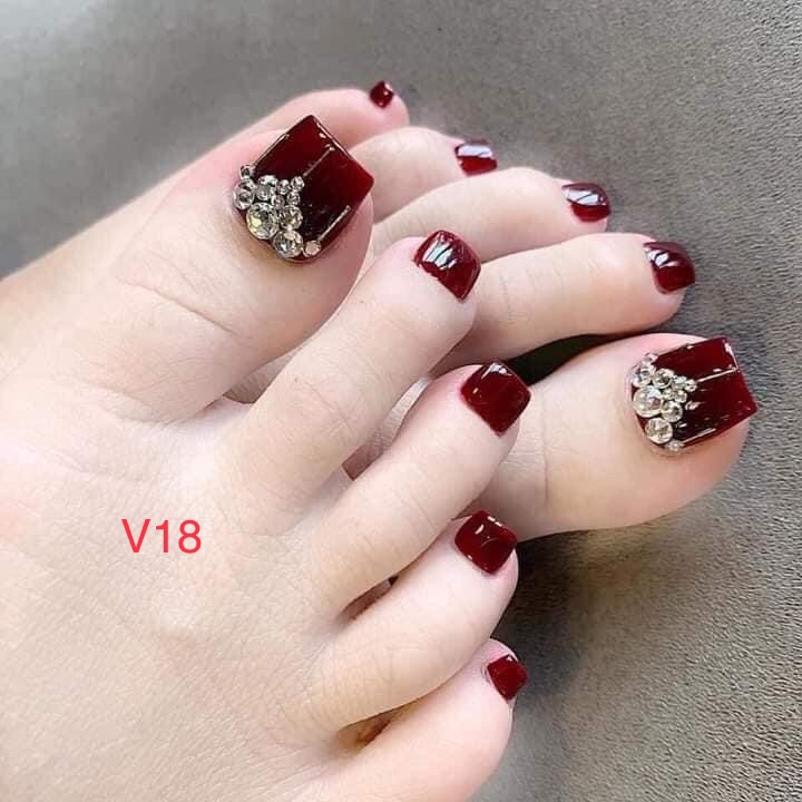 V18 - Móng Chân Nail Giả - 24 Móng Đủ Size Kèm Keo Và Dũa